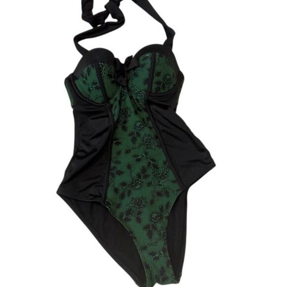 Hot Topic XS steampunk lace halter swimsuit underwire padded SW2 2975 - Picture 9 of 9